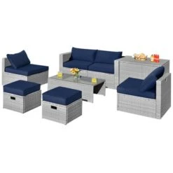 Tangkula 8 Pieces All-Weather PE Rattan Patio Furniture Set Outdoor Space-Saving Sectional Sofa Set With Storage Box -Tangkula Shop GUEST 8b97ab42 bd43 4f80 8c58 0a143cf72781