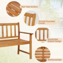 Tangkula 2-Person Outdoor Bench - 48 Inch Acacia Wood Patio Loveseat with 800lbs Capacity -Tangkula Shop GUEST 8b99f7cf 39ab 47a2 9cda c2306cebf6b7