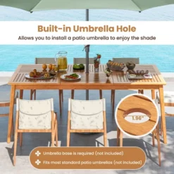 Tangkula Outdoor Acacia Wood Dining Table For 8 People 79” X 35” Rectangular Patio Bistro Table With Built-in Umbrella Hole Picnic Table For Porch -Tangkula Shop GUEST 8bb6e69c 6b6a 46ee a4c4 c6f15a31958a