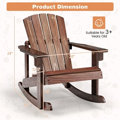 Tangkula Kids Adirondack Rocking Chair - Solid Wood Outdoor Porch Rocker 3 Tangkula Kids Adirondack Rocking Chair - Solid Wood Outdoor Porch Rocker - Image 3