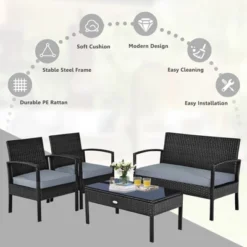 Tangkula 8-Piece Outdoor Rattan Conversation Set with 2 Loveseats, 4 Chairs, and 2 Tables -Tangkula Shop GUEST 8c3d07c1 5589 4e10 987e 0c59d864badf