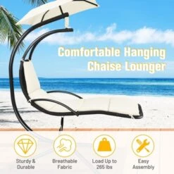 Tangkula Hanging Chaise Lounge Swing Chair with Canopy & Cushion -Tangkula Shop GUEST 8c7f2a7b 5a2e 4fa2 b542 7e4fb4787af3