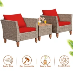 Tangkula 3 Piece Outdoor Rattan Sofa Set Wicker Conversation Furniture Set With Cushions -Tangkula Shop GUEST 8ce7687b a1db 4eea a727 c0a5edabd439