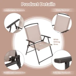 Tangkula 2/4 Piece Patio Folding Chairs Outdoor Dining Chairs W/ Breathable Fabric Heavy Duty Steel & Rustproof Steel Frame -Tangkula Shop GUEST 8d151ac3 0ab9 4943 b136 e2544da4af99