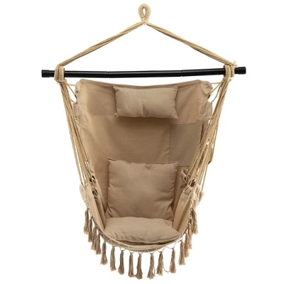 Tangkula Hammock Chair with Soft Pillow Cushions and Hanging Rope Swing 9 Tangkula Hammock Chair with Soft Pillow Cushions and Hanging Rope Swing - Image 9