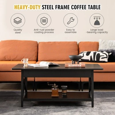 Tangkula Coffee Table Industrial 2-Tier W/ Storage Shelf &Storage Shelf For Living Room 9 Tangkula Coffee Table Industrial 2-Tier W/ Storage Shelf &Storage Shelf For Living Room - Image 9