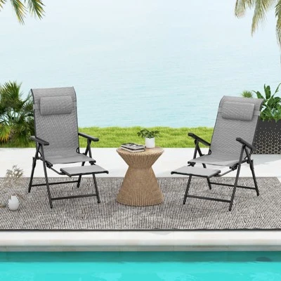 Tangkula Folding Patio Chairs Set Of 4 Lounge Chairs W/ 10-Level Adjustable Backrests 2 Tangkula Folding Patio Chairs Set Of 4 Lounge Chairs W/ 10-Level Adjustable Backrests - Image 2