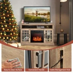Tangkula 48" TV Stand Console Cabinet W/ Fireplace Entertainment Center For Living Room -Tangkula Shop GUEST 8dd5d61a 8ce5 4402 af27 0325f05f3cbe