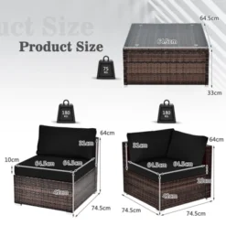 Tangkula 6PCS Wicker Patio Sectional Conversation Furniture Set With Coffee Table & Seat Cushions Navy/Black/Turquoise/Red 15 Tangkula 6PCS Wicker Patio Sectional Conversation Furniture Set With Coffee Table & Seat Cushions Navy/Black/Turquoise/Red -Tangkula Shop GUEST 8dec6267 04ee 4628 b02d b1121f4c932a