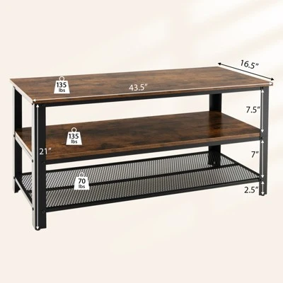 Tangkula Industrial TV Stand Media Entertainment Center With 2-tier Open Storage Shelves & Metal Frame TV Cabinet For TVs Up 8 Tangkula Industrial TV Stand Media Entertainment Center With 2-tier Open Storage Shelves & Metal Frame TV Cabinet For TVs Up - Image 8