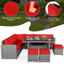 Tangkula 7PCS Rattan Patio Sectional Sofa Set Conversation Set W/ Red Cushions -Tangkula Shop GUEST 8e91688c 91ea 4425 a692 881087db84f7