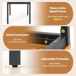 Tangkula Patio Dining Chair Set Of 4 Outdoor Armless Chairs W/Metal And Acacia Wood Frame All-Weather Bistro Chairs -Tangkula Shop GUEST 8e9755ff aff4 4653 9912 796d5725a5db