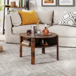 Tangkula 29.5" 2-Tier Round Coffee Table W/ Storage 4 Shelves Faux Wooden Top 13 Tangkula 29.5" 2-Tier Round Coffee Table W/ Storage 4 Shelves Faux Wooden Top -Tangkula Shop GUEST 8ea00a41 3a6f 475b 9679 45af35a2f32c