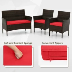 Tangkula 8 Piece Patio Rattan Conversation Set Outdoor Wicker Furniture Set With Chair Loveseat & Tempered Glass Table Cozy Seat Cushions -Tangkula Shop GUEST 8eb6663f b356 47cc 8832 0e7d67819605