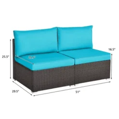 Tangkula 2PCS Patio Wicker Rattan Sectional Armless Chair Sofa W/ Turquoise Cushion 17 Tangkula 2PCS Patio Wicker Rattan Sectional Armless Chair Sofa W/ Turquoise Cushion -Tangkula Shop GUEST 8ebbfdbb 5f9f 4d73 9f72 4b7bac4cdfa9