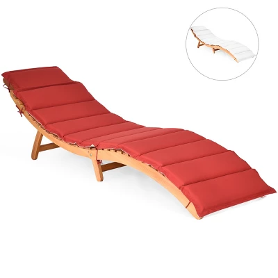 Tangkula Folding Wood Lounge Outdoor Wooden Chaise Chair With Cushion 7 Tangkula Folding Wood Lounge Outdoor Wooden Chaise Chair With Cushion - Image 7