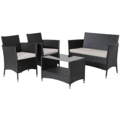 Tangkula 4PCS Outdoor Sofa Set Patio Rattan Wicker Conversation Set W/ Coffee Table -Tangkula Shop GUEST 8ee560ea 6436 453d 80bc d46bdb430c86