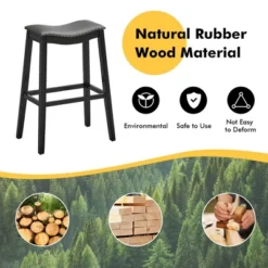 Tangkula Set Of 4 Saddle Bar Stools Bar Height Kitchen Chairs W/ Rubber Wood Legs -Tangkula Shop GUEST 8efef54f e091 4ab5 96d7 a2ca8e6cbcc8