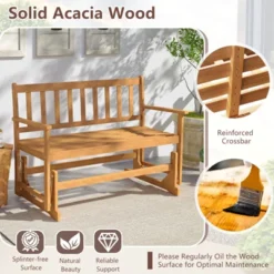 Tangkula 2 Person Patio Glider Bench Solid Acacia Wood Porch Glider Chair W/ Seat 13 Tangkula 2 Person Patio Glider Bench Solid Acacia Wood Porch Glider Chair W/ Seat -Tangkula Shop GUEST 8f1df356 0db5 4361 9b9c b919023ebb79