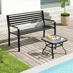 Tangkula 50" Outdoor Metal Park Bench For 2-3 People W/ Armrests & Backrest For Backyard 11 Tangkula 50" Outdoor Metal Park Bench For 2-3 People W/ Armrests & Backrest For Backyard -Tangkula Shop GUEST 8f3df54f ddef 4ac9 a5e7 b4aa8b1f0dee