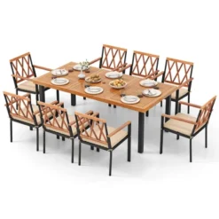Tangkula 9 PCS Patio Dining Set Acacia Wood Table W/ Soft Cushions And 1.9" Umbrella Hole 13 Tangkula 9 PCS Patio Dining Set Acacia Wood Table W/ Soft Cushions And 1.9" Umbrella Hole -Tangkula Shop GUEST 8f978772 0cdf 44ab b5ee 2561cec8acb4