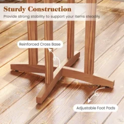 Tangkula 39" Outdoor Acacia Wood Bar Table with Slatted Round Top -Tangkula Shop GUEST 8fe55617 9c00 44eb b8e6 3101eb502b6e