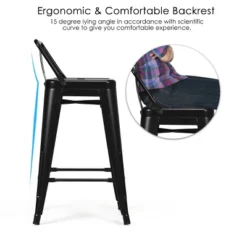 Tangkula Set Of 4 Metal Bar Stools 24" Industrial Chair Low Back Black -Tangkula Shop GUEST 9057936b 72c3 47cb 918d 3d7a496ed202