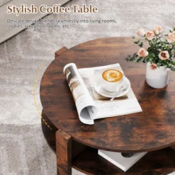 Tangkula 29.5" 2-Tier Round Coffee Table W/ Storage 4 Shelves Faux Wooden Top 15 Tangkula 29.5" 2-Tier Round Coffee Table W/ Storage 4 Shelves Faux Wooden Top -Tangkula Shop GUEST 906a79a7 332f 4e4b a7a1 bd53f3176011