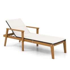 Tangkula 4 Piece Outdoor Chaise Lounge Chair Set Rattan With Armrests & 4-Level Backrest Folding Coffee Table & Cushioned Acacia Wood Lounge Chair Set 11 Tangkula 4 Piece Outdoor Chaise Lounge Chair Set Rattan With Armrests & 4-Level Backrest Folding Coffee Table & Cushioned Acacia Wood Lounge Chair Set -Tangkula Shop GUEST 90931216 363f 4676 954b 49b0f9fb52f0