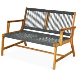 Tangkula 2-Person Outdoor Acacia Wood Bench Patio Loveseat Rope Bench Grey 11 Tangkula 2-Person Outdoor Acacia Wood Bench Patio Loveseat Rope Bench Grey -Tangkula Shop GUEST 90be4372 8c29 426c 865c c0e700de1729