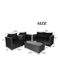 Tangkula 8PCS Rattan Patio Conversation Set Outdoor Furniture Set W/ Black Cushions -Tangkula Shop GUEST 90db6098 bfed 4de2 b338 d5de7fd65410