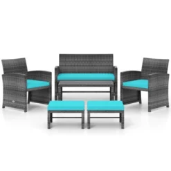 Tangkula 6-Piece Outdoor Patio Conversation Set with PE Rattan Sectional Sofa and Ottomans -Tangkula Shop GUEST 9199bdf4 2c3c 4662 9252 9d6911f5cf58