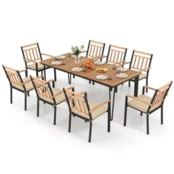Tangkula 9 PCS Patio Dining Set W/ Rectangular Acacia Wood Dining Table 8 Cushioned Chairs -Tangkula Shop GUEST 91fa6e1f cd59 4cbe b093 e3ec8f656178