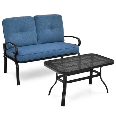 Tangkula 2-Piece Patio Conversation Set: Outdoor Loveseat and Coffee Table 9 Tangkula 2-Piece Patio Conversation Set: Outdoor Loveseat and Coffee Table - Image 9