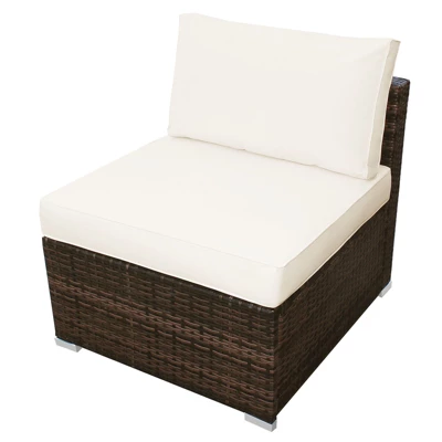 Tangkula 5-Piece Outdoor Rattan Wicker Sofa Set Lounge Chair With White Cushions 7 Tangkula 5-Piece Outdoor Rattan Wicker Sofa Set Lounge Chair With White Cushions - Image 7