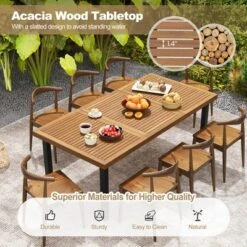 Tangkula 79-inch Acacia Wood Outdoor Dining Table - 8-Person Capacity with Umbrella Hole -Tangkula Shop GUEST 9258d238 1bc2 482c 8936 f2193a775bde