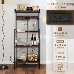Tangkula Kitchen Bakers Rack W/ Power Outlet 4 Tiers Coffee Bar Table W/ 2 AC Outlets -Tangkula Shop GUEST 929fee2f d79c 4cc4 aaff d40a3b13eeee
