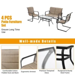 Tangkula 4PCS Patio Conversation Set Cotton Padded Furniture Set W/ Swing Glider Loveseat 9 Tangkula 4PCS Patio Conversation Set Cotton Padded Furniture Set W/ Swing Glider Loveseat -Tangkula Shop GUEST 92a7f57a 3940 4396 bac4 d29d51fe2f33