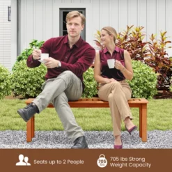 Tangkula Solid Wood Outdoor Bench - Backless Slatted Dining Seat -Tangkula Shop GUEST 92a9cf86 5afe 45e1 95fc 9a987212273f