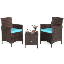Tangkula 3-Piece Patio Rattan Conversation Set with Wicker Chairs & Table -Tangkula Shop GUEST 9301668f b280 4b2c 8aa5 0e25cc202d87