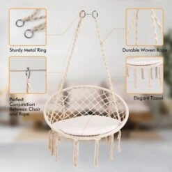 Tangkula Hanging Hammock Chair Macrame Swing Chair With Soft Cushion For Bedroom, Patio, Backyard, Balcony -Tangkula Shop GUEST 93026d9c 0dbd 406d b049 b1d72e47785a