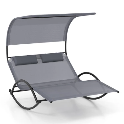 Tangkula Outdoor Double Chaise Rocker Rocking Daybed with Sun Shade Canopy 10 Tangkula Outdoor Double Chaise Rocker Rocking Daybed with Sun Shade Canopy - Image 10