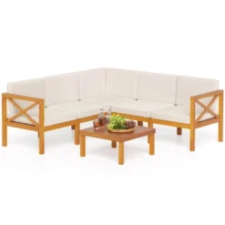 Tangkula 6-Piece Acacia Wood Patio Furniture Set - Modular Outdoor Sectional with Coffee Table 7 Tangkula 6-Piece Acacia Wood Patio Furniture Set - Modular Outdoor Sectional with Coffee Table -Tangkula Shop GUEST 9341a01d 7272 4975 aabf d84d80ad0e0f