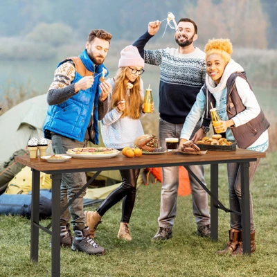 Tangkula 59-Inch Foldable Outdoor Dining Table with Acacia Wood Top 2 Tangkula 59-Inch Foldable Outdoor Dining Table with Acacia Wood Top - Image 2