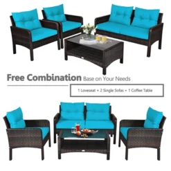 Tangkula 8PCS Rattan Patio Conversation Set Outdoor Furniture Set Cushioned -Tangkula Shop GUEST 93809817 6599 49d5 b228 80eea3ca76b8