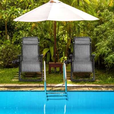 Tangkula Oversized Zero Gravity Lounge Chair with Cup Holder and Adjustable Sunshade 1 Tangkula Oversized Zero Gravity Lounge Chair with Cup Holder and Adjustable Sunshade