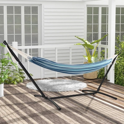 Tangkula Portable Indoor Outdoor 2-Person Double Hammock Set W/ Stand And Carrying Cases 1 Tangkula Portable Indoor Outdoor 2-Person Double Hammock Set W/ Stand And Carrying Cases