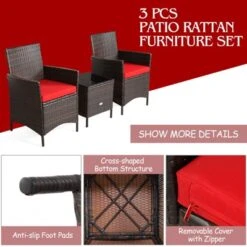 Tangkula 3-Piece Patio Rattan Conversation Set with Wicker Chairs & Table -Tangkula Shop GUEST 93af2813 3b5a 40d2 81ad a07b0daa3204