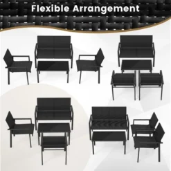 Tangkula 4 PCS Patio Furniture Set Heavy Duty Galvanized Metal Frame Wicker Table Black 13 Tangkula 4 PCS Patio Furniture Set Heavy Duty Galvanized Metal Frame Wicker Table Black -Tangkula Shop GUEST 93b9a0cc c06a 4dad b14a 46d691c4b56b