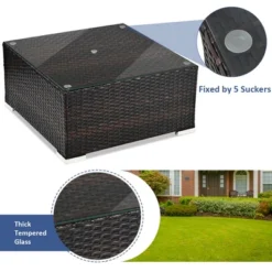 Tangkula 5PCS Cushioned Rattan Patio Conversation Set W/ Ottoman Navy Cushion 12 Tangkula 5PCS Cushioned Rattan Patio Conversation Set W/ Ottoman Navy Cushion -Tangkula Shop GUEST 93c54998 f77e 4d3b 9ea1 fd1f10783a7c